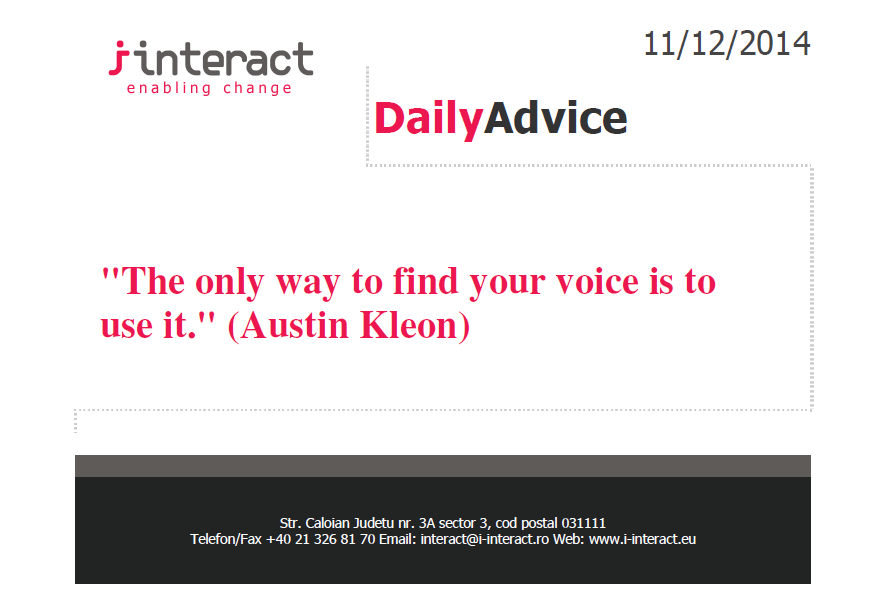 Daily Advice 11 decembrie 2014